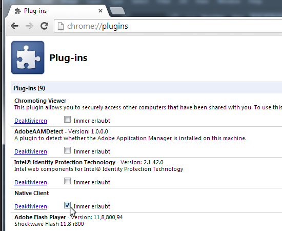 Screenshot off about:plugins Side.